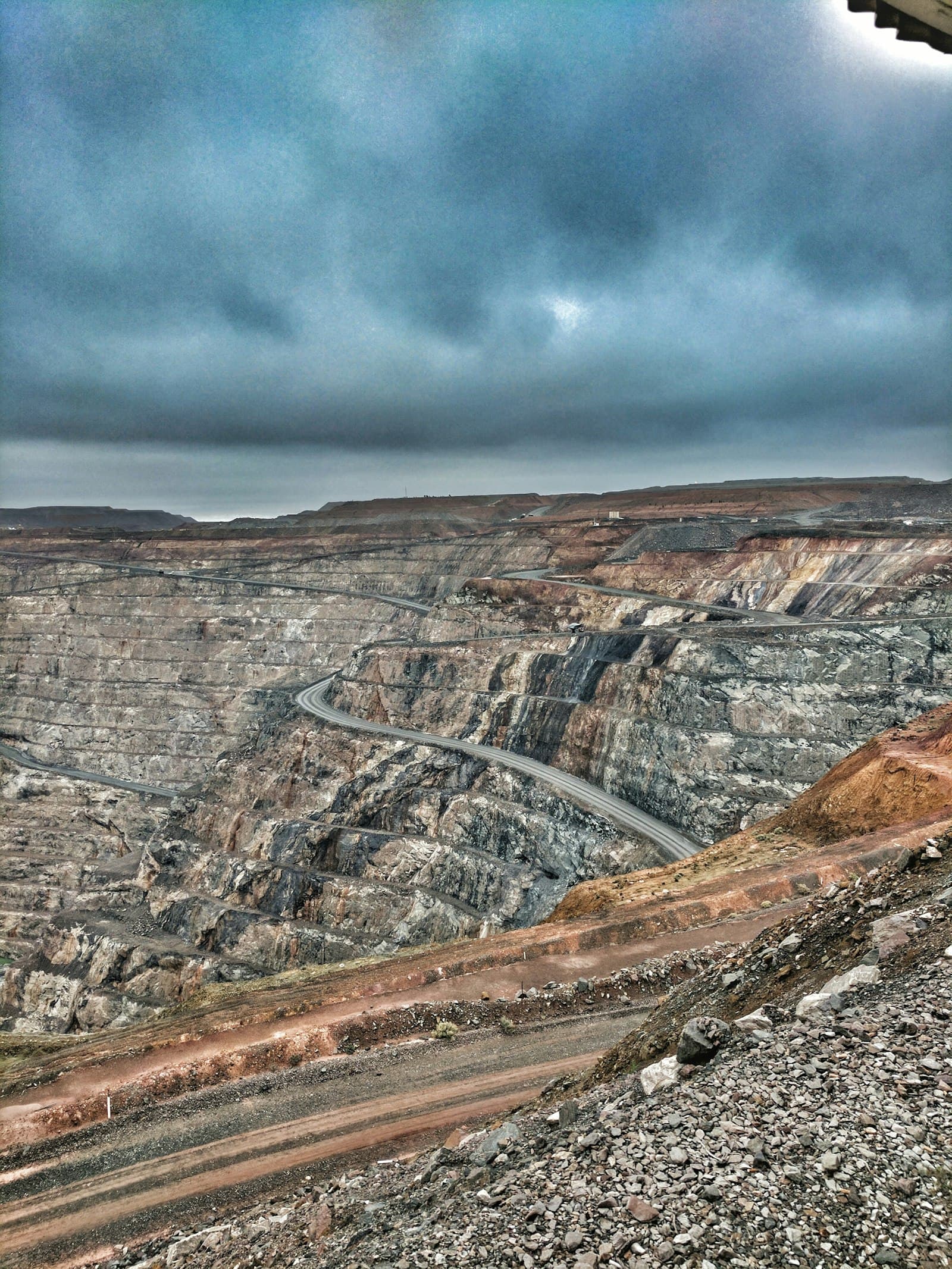 Aerial view of open-pit mining operations