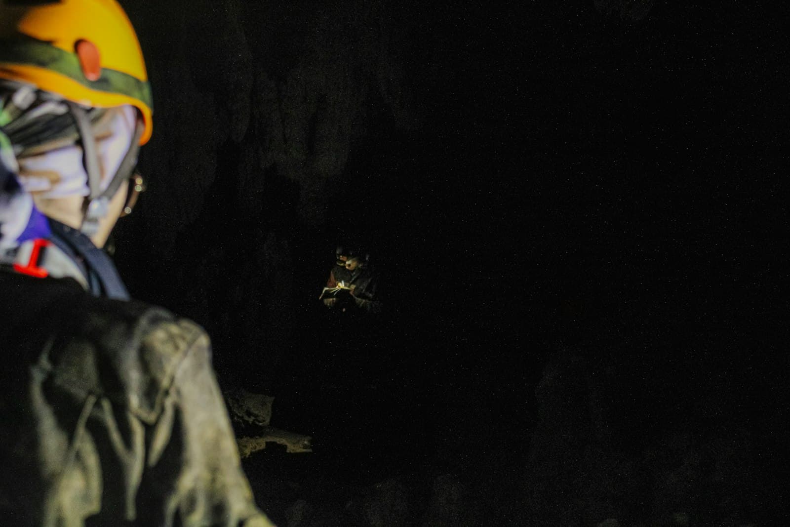 Geologist analysing ore in the field